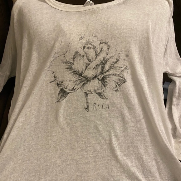 LONG SLEEVE Sheer RVCA Floral Top - Picture 2 of 5